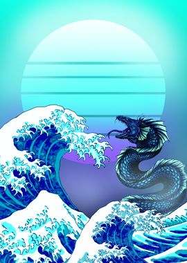 snake dragon synthwave