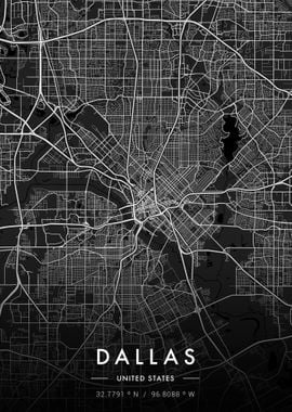 Dallas City Map Dark