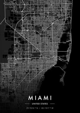 Miami City Map Dark