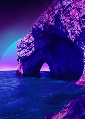 synthwave beach hills