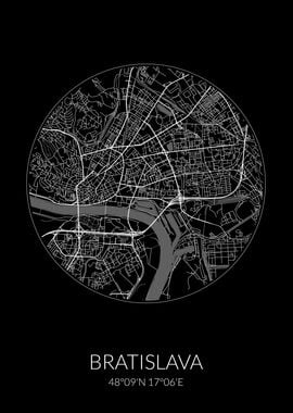 Bratislava City Map Black