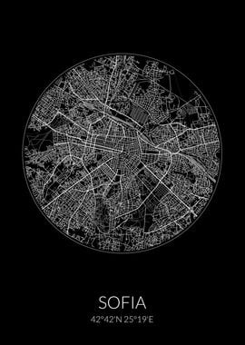 Sofia City Map Black