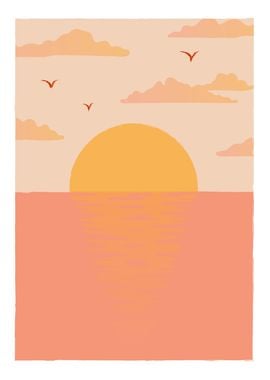 Modern minimal sunset art