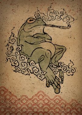 Frog Smoking Metal Prints for Sale