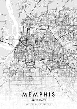 Memphis City Map White