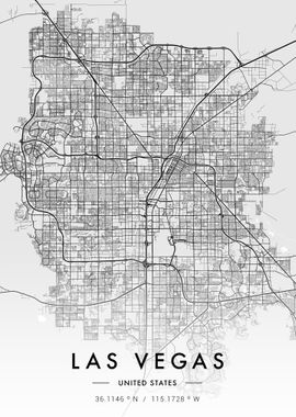 Las Vegas City Map White