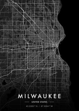 Milwaukee City Map Dark