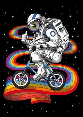 Trippy Astronaut Cycling