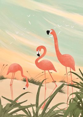 Three Flamingos