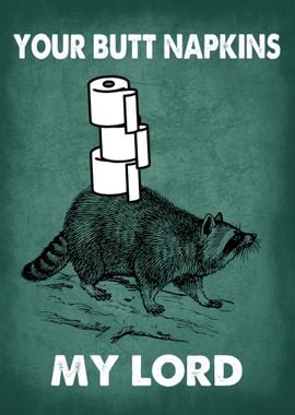 BUTT NAPKINS RACCOON5 TEAL