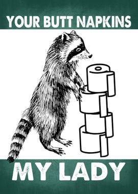 BUTT NAPKINS RACCOON TEAL