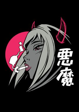 SMOKING DEMON ANIME GIRL