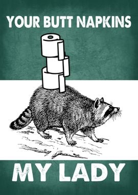 BUTT NAPKINS RACCOON3 TEAL