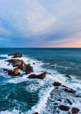 Sunset with the rough sea