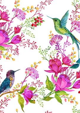 Hummingbird Floral Patt 01