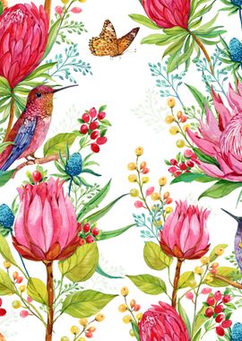 Hummingbird Floral Patt 04