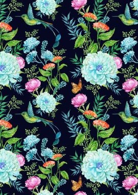 Hummingbird Floral Patt 09