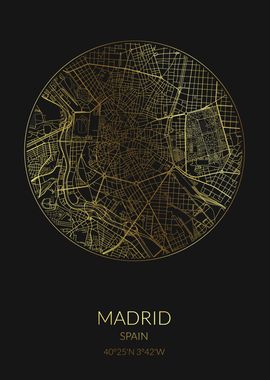 Madrid Black Gold Map