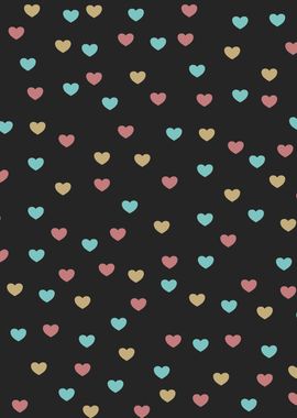 Colorful hearts with black