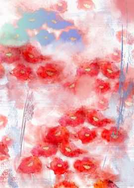 Red and Blue Poppies