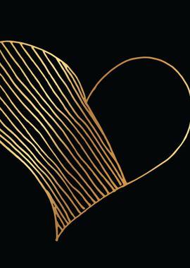 Gold Abstract Heart Lines