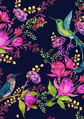 Hummingbird Floral Patt 14