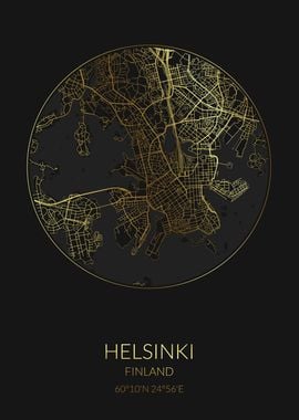 Helsinki Black Gold Map