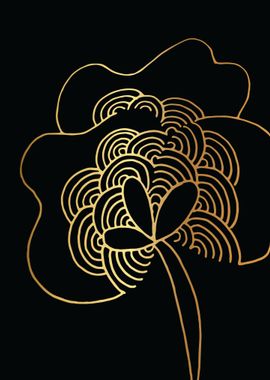 Gold Abstract Flower Lines