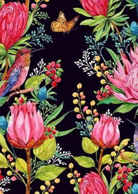 Hummingbird Floral Patt 12