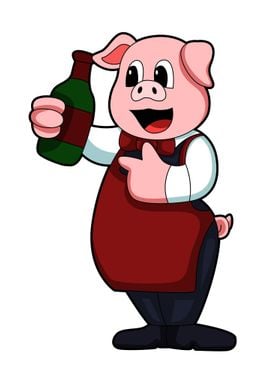 Pig Alcohol Wine Bottle