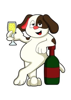 Dog Alcohol Glass of Wine