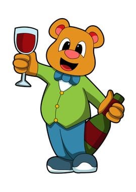 Bear Alcohol Glass of Wine