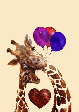 Giraffe Mom Heart Baby 