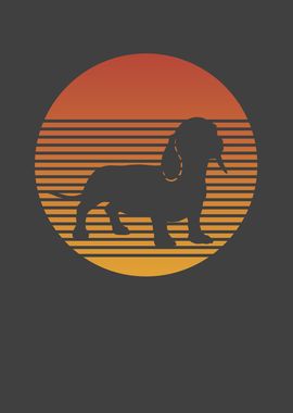 Retro Dachshund dog motif