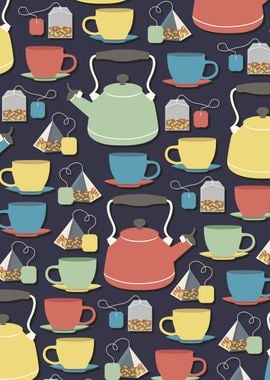 Tea set pieces pattern