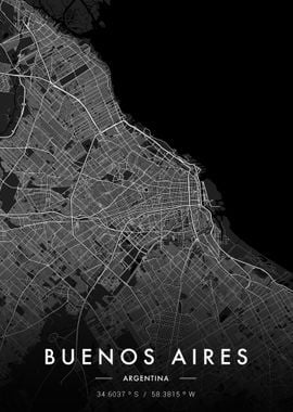 Buenos Aires City Map Dark