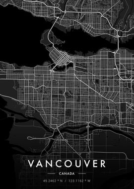 Vancouver City Map Dark