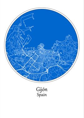 Gijon Map Print Spain