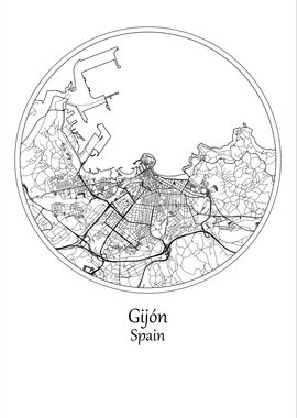 Gijon Map Print Spain