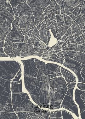 Hamburg City Map Germany