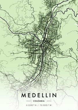 Medellin City Map Green