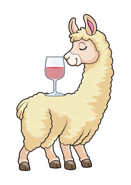 Llama Glass of Wine