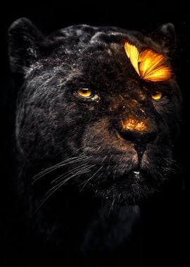 Black panther golden light