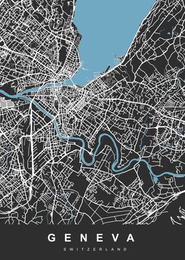 GENEVA City Map Black