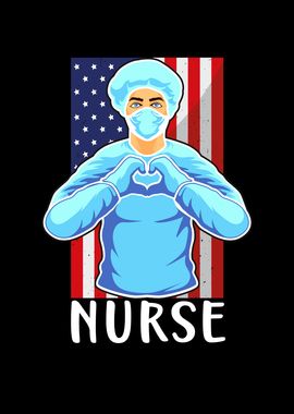 Nurse Heart USA Flag