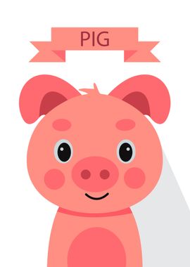 Cute Pig portrait Poster