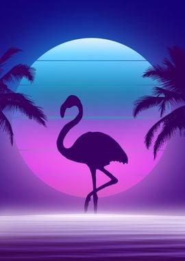 synthwave flamingo