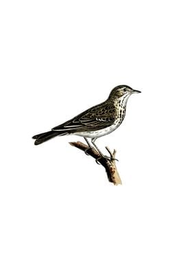 Vintage Tree Pipit Bird