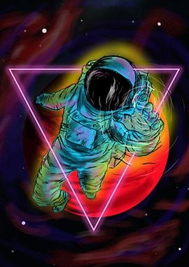 Colorful astronaut reachin