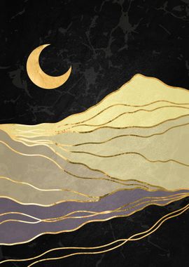 Gold landscape with moon